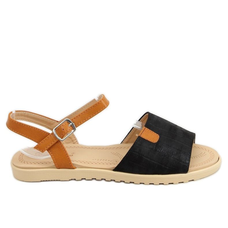 Mustat naisten sandaalit PT-2R26 Musta ruskea