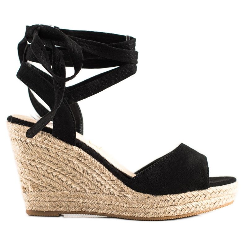 Sabatina Sidotut sandaalit Wedgellä musta Sabatina Sidotut sandaalit Wedgellä musta