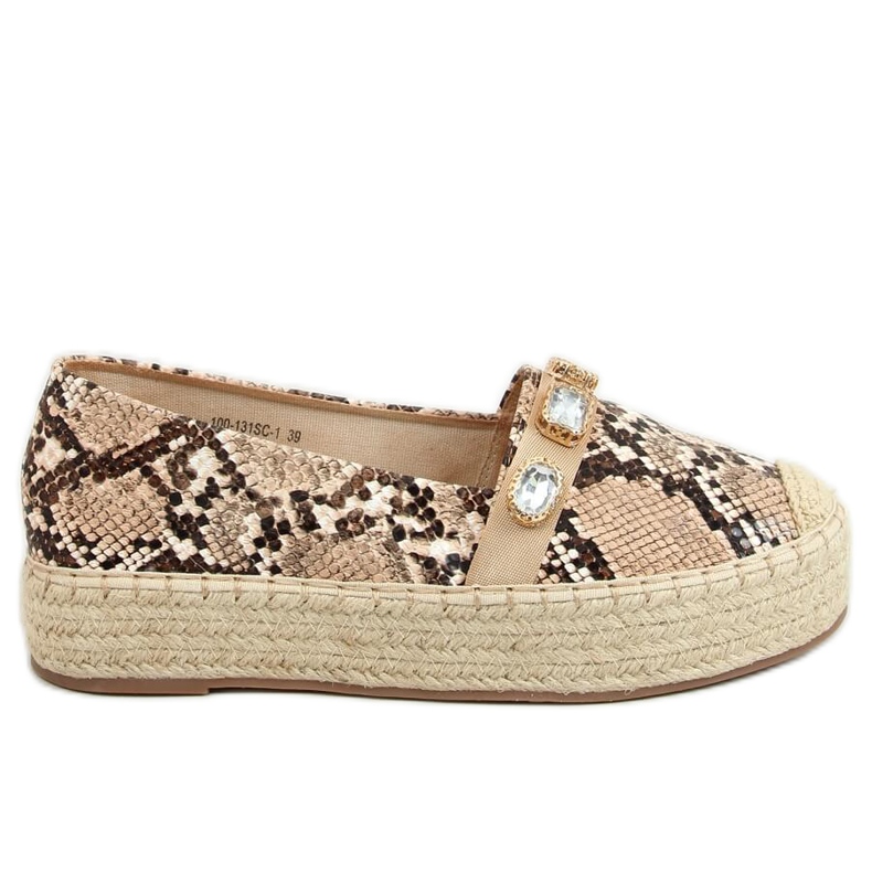Espadrillot käärmeillä 100-131-SC-1 Taupe Snake beige ruskea