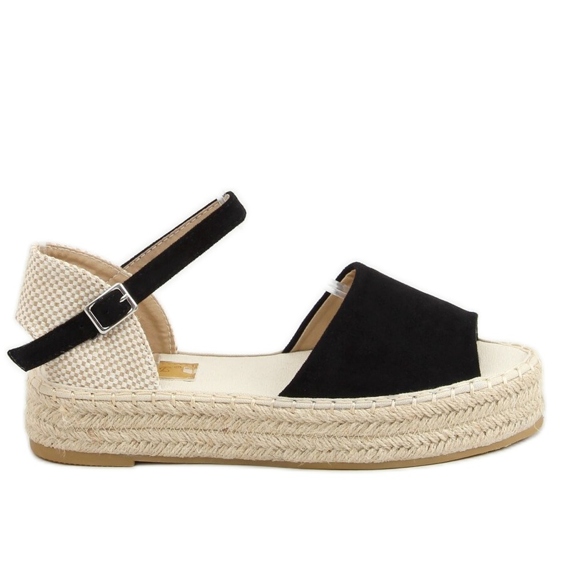 Musta avoin varvas espadrilles A663-ESP-1 Musta beige