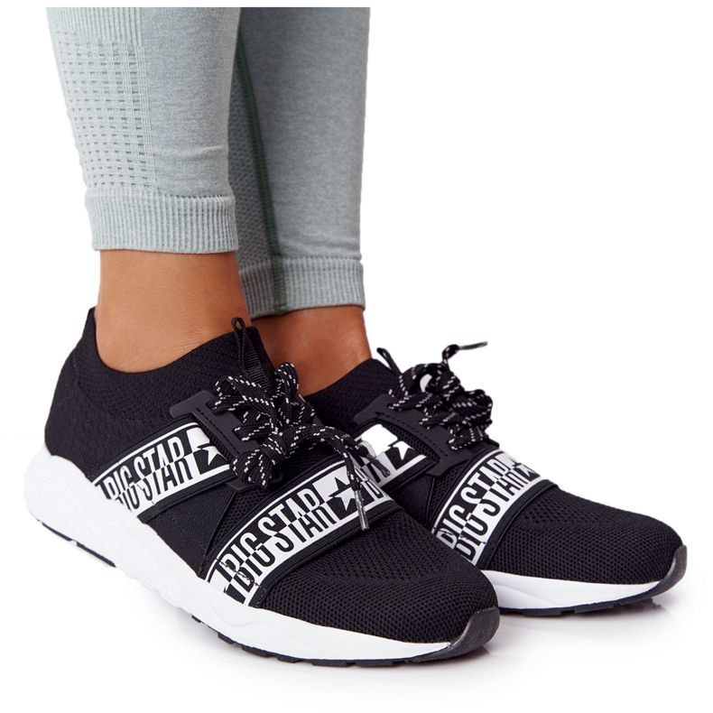 Naisten urheilukengät Memory Foam Big Star HH274359 Musta valkoinen