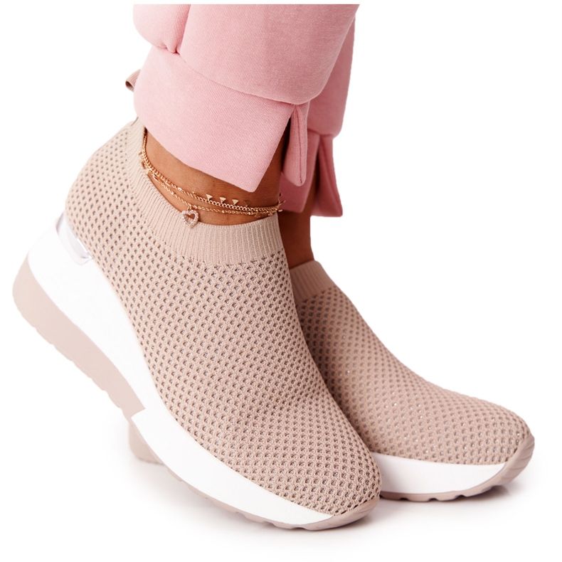 Avoimet lenkkarit Slip-On Wedge Beige Harmony valkoinen