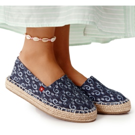 Espadrillot punotulla alustalla Big Star AA274628 Navy Blue beige tummansininen