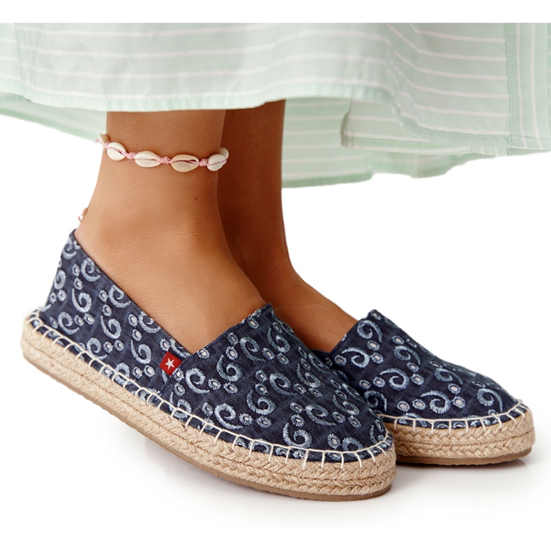 Espadrillot punotulla alustalla Big Star AA274628 Navy Blue beige laivastonsininen