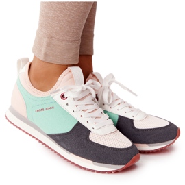 Cross Jeans Urheilukengät Memory Foam Cross Farkut HH2R4049C Vihreä-Vaaleanpunainen
