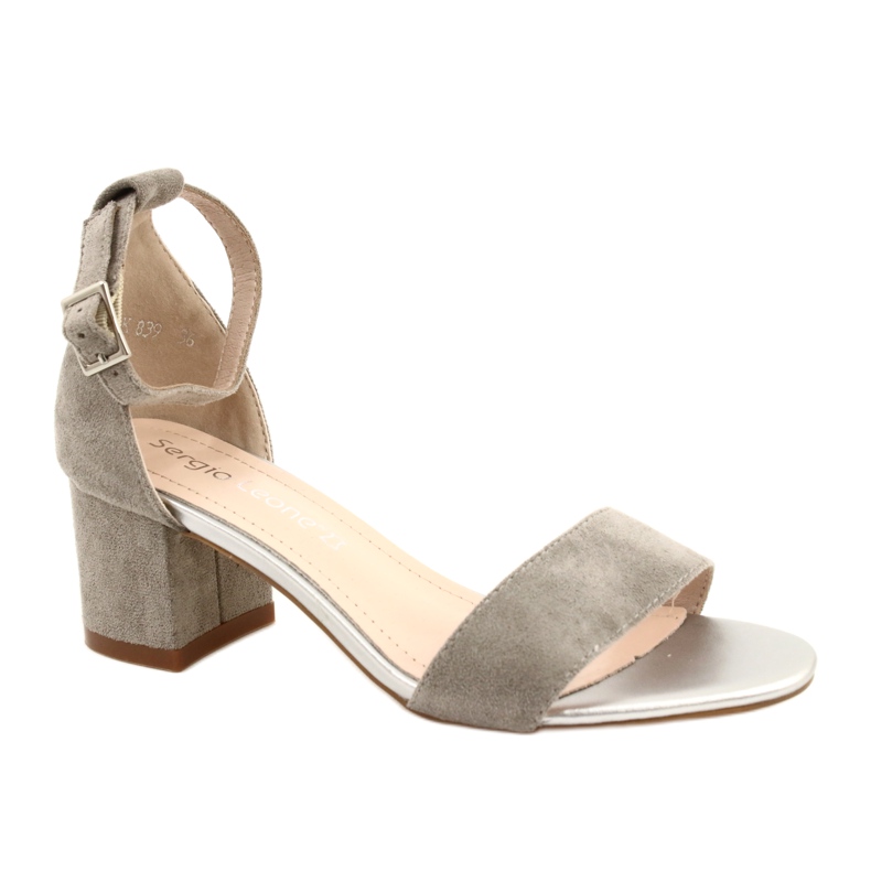 Sergio Leone Sandaalit matalalla ekologisella pylväällä SK839 hopealla