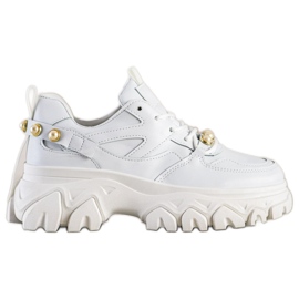 SHELOVET Valkoiset helmillä varustetut lenkkarit valkoinen