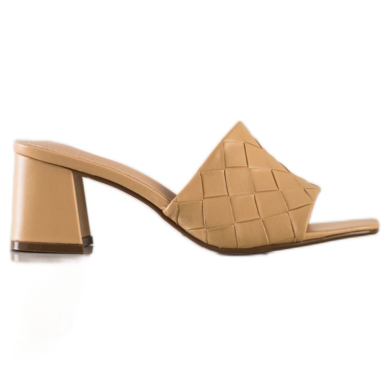 SHELOVET Tikatut beigenväriset varvastossut