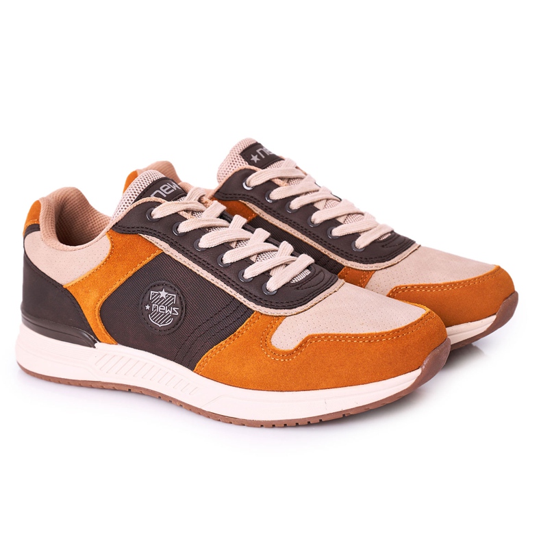 NEWS Miesten urheilukengät Tennarit Kelta-Ruskea Harold monivärinen