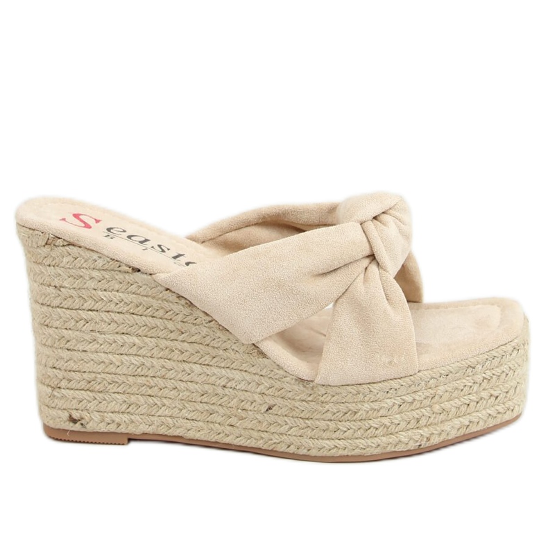 Beige XY14P Beige espadrilles -kiilat
