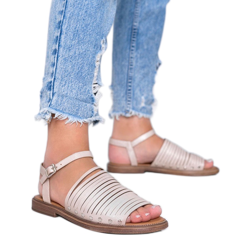 Ruskeat Sun beige kiiltävät sandaalit