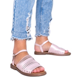 Vaaleanpunaiset hohtavat ruskeat Sun -sandaalit vaaleanpunainen Vaaleanpunaiset hohtavat ruskeat Sun -sandaalit vaaleanpunainen