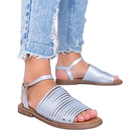 Ruskeat aurinkoiset kiiltävät siniset sandaalit vaaleanpunainen Ruskeat aurinkoiset kiiltävät siniset sandaalit vaaleanpunainen