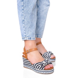 Sininen ja valkoinen kiila Dulce sandaalit