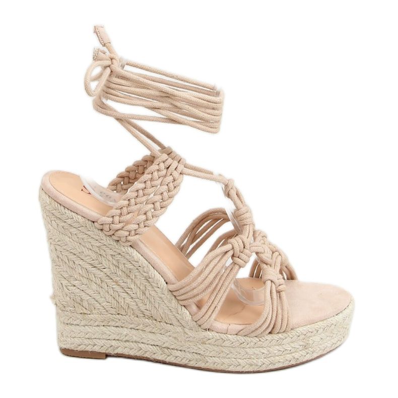 Espadrillit kiila punottu boho beige M319P Nude
