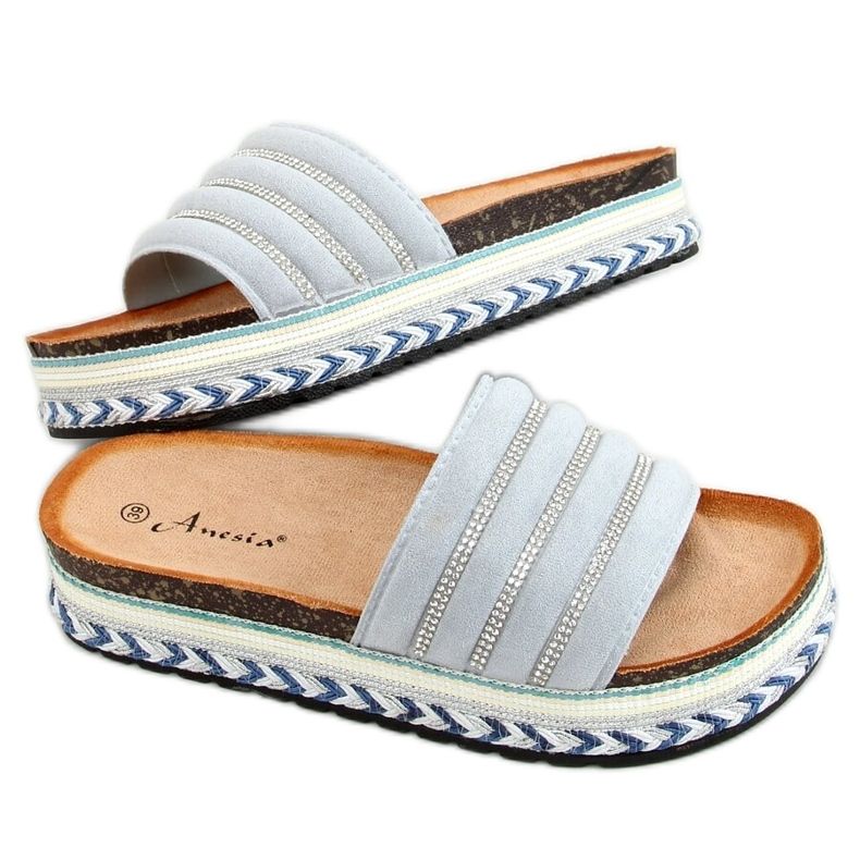 Sininen N-96 Siniset tossut koristeltuun pohjaan