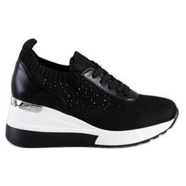 SHELOVET Wedge lenkkarit kristalleilla musta