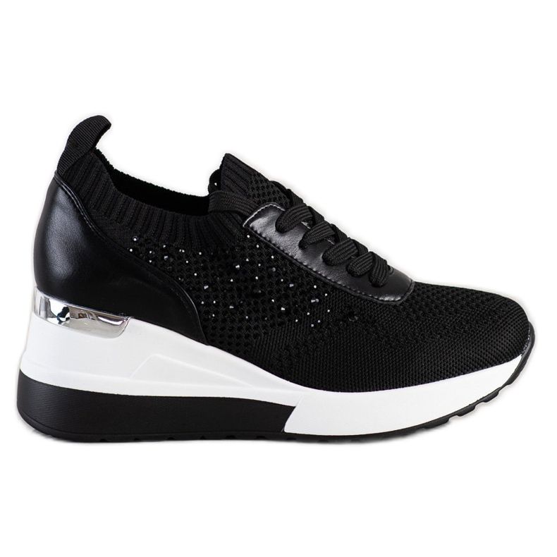 SHELOVET Wedge lenkkarit kristalleilla musta