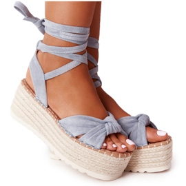 PS1 Sidotut sandaalit sinisellä punotulla alustalla La Palma beige sininen