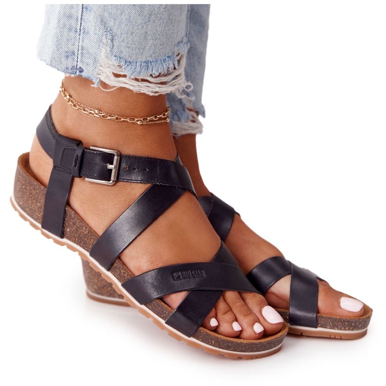 Mustat sandaalit korkkipohjalla Big Star DD274A009