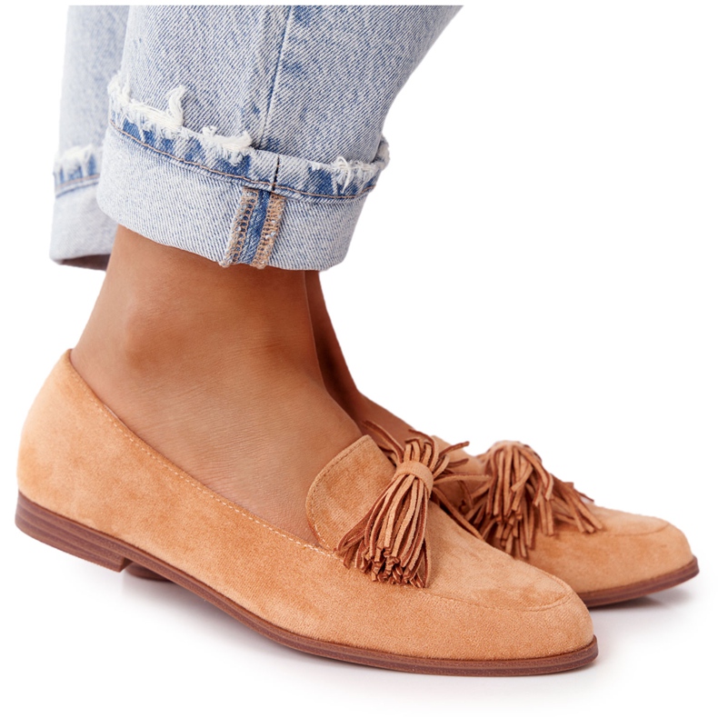 EVE Fringed Suede Loafers Camel Alicante ruskea