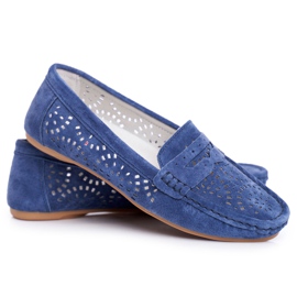S.Barski Naisten Loaferit, joissa aitoa nahkaa Navy Blue Salem tummansininen