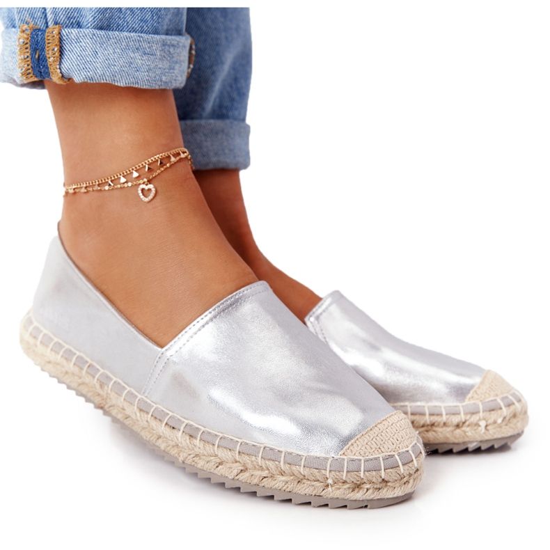 Nahkaiset espadrillot punotulla pohjalla Big Star HH274504 Hopea