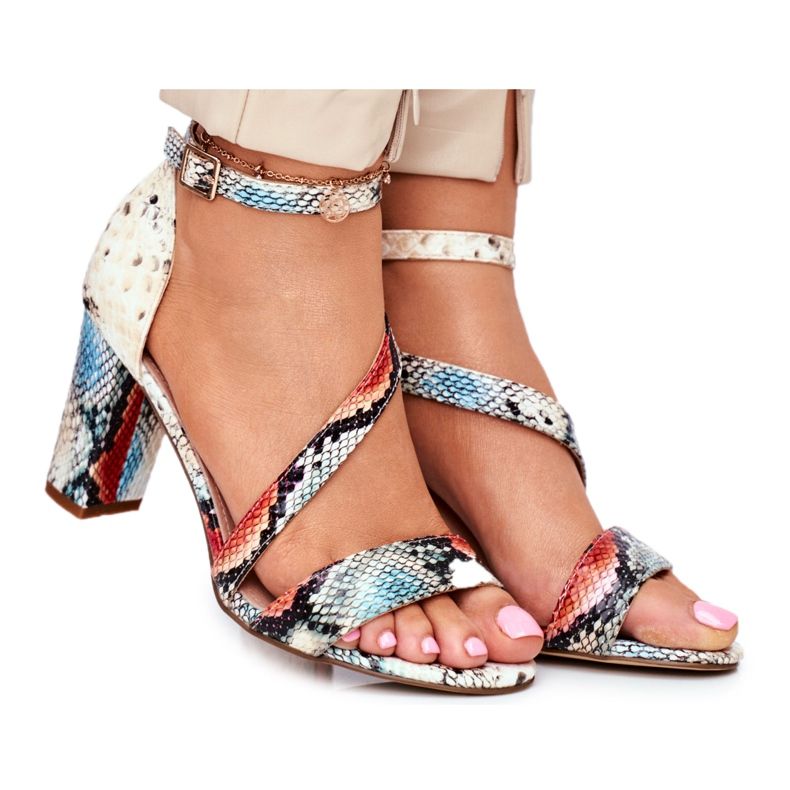 Naisten sandaalit korkokenkiä Sergio Leone Red Snake SK870 beige monivärinen