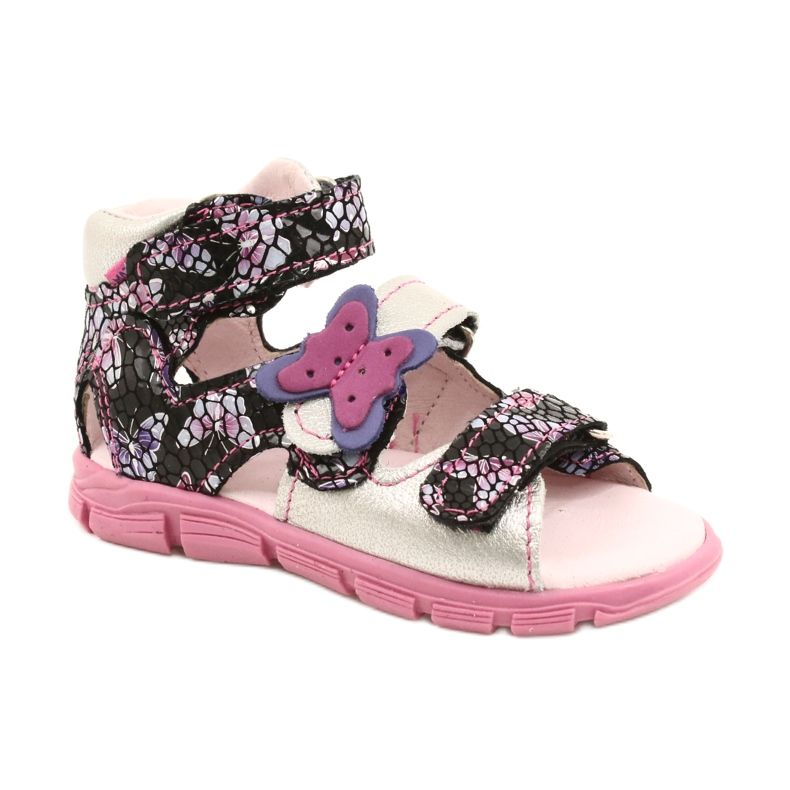 Mazurek Tyttöjen nahkaiset sandaalit Korkeasti ennaltaehkäisevä 291 perhonen kanssa hopea