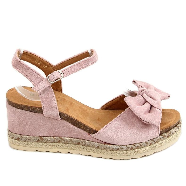 Espadrillot kiilalla, joissa rusetti YL92 Pink vaaleanpunainen