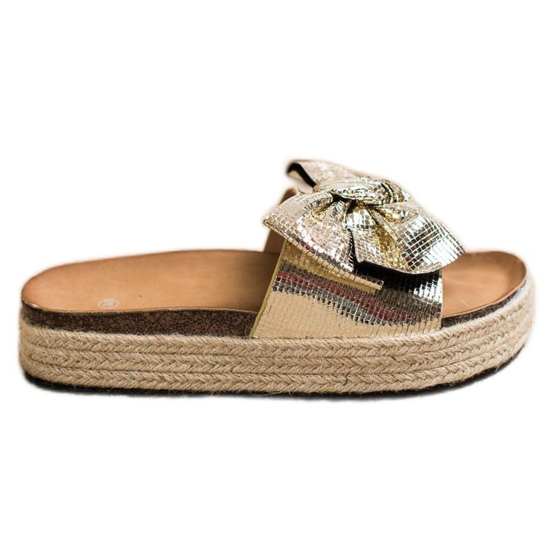 SHELOVET Kiiltävät tossut jousella kultainen