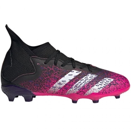 Adidas Predator Freak.3 Fg Jr FW7530 jalkapallokengät valkoinen, musta, pinkki musta