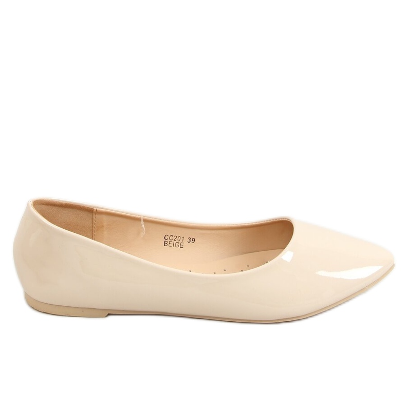 Sileät beige -lakatut ballerinat CC201 Beige