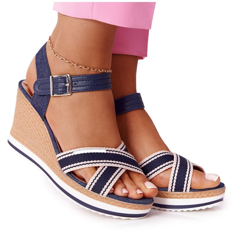 PG1 Wedge -sandaalit Navy Blue Sea Wave laivastonsininen