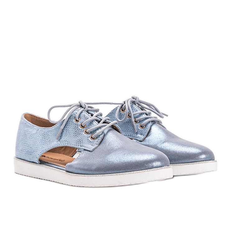 Siniset kiiltävät matalat leikkaukset Karley -kengät sininen