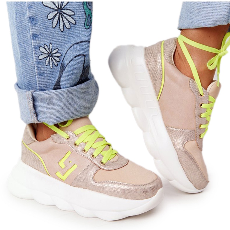 Naisten urheilukengät Platform Lu Boo Beige monivärinen