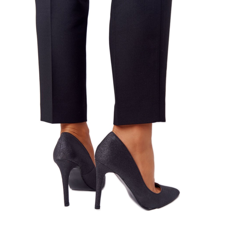 Tyylikäs glitter Lu Boo -musta korkokengät