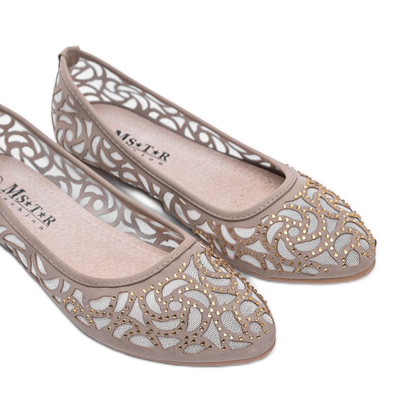 Beige avoimet ballerinat Tule! valkoinen