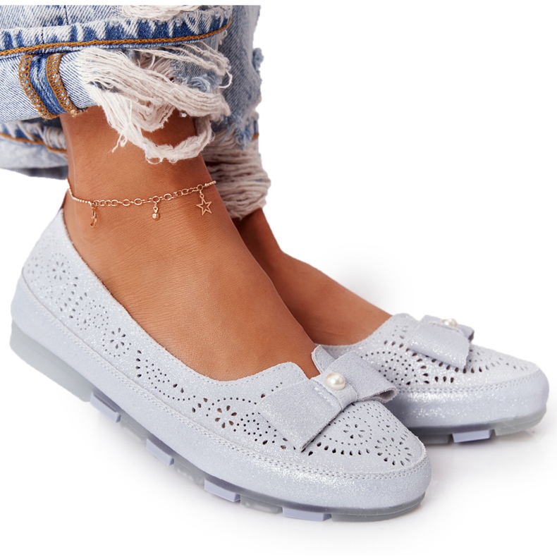 Rio Flore Nahka Ympäristöystävällinen Sininen Ballerinat hopea