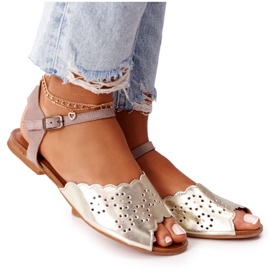 Nahkaiset sandaalit Maciejka 05199-04 Beige ja kulta kultainen Nahkaiset sandaalit Maciejka 05199-04 Beige ja kulta kultainen