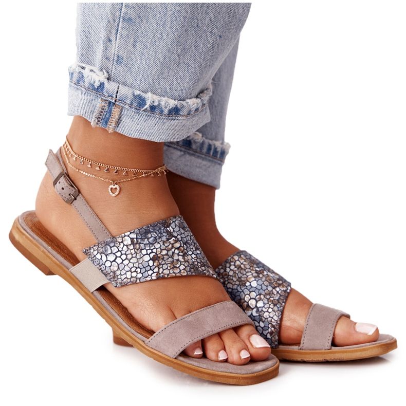 Nahkaiset sandaalit Maciejka 05167-10 Tummanbeige monivärinen