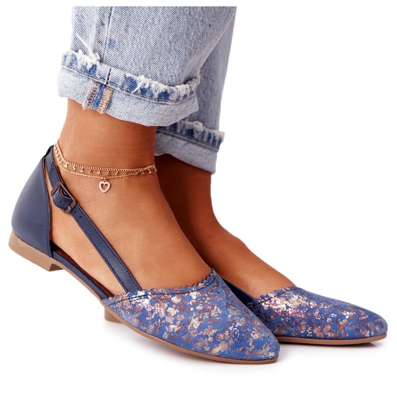 Maciejka 4972A-17 laivastonsininen nahkabaleriini