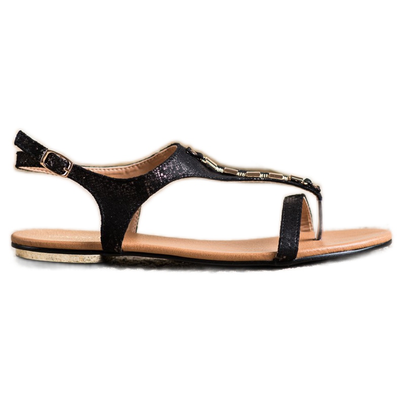 Sandaalit kultaisilla VINCEZA -koristeilla musta