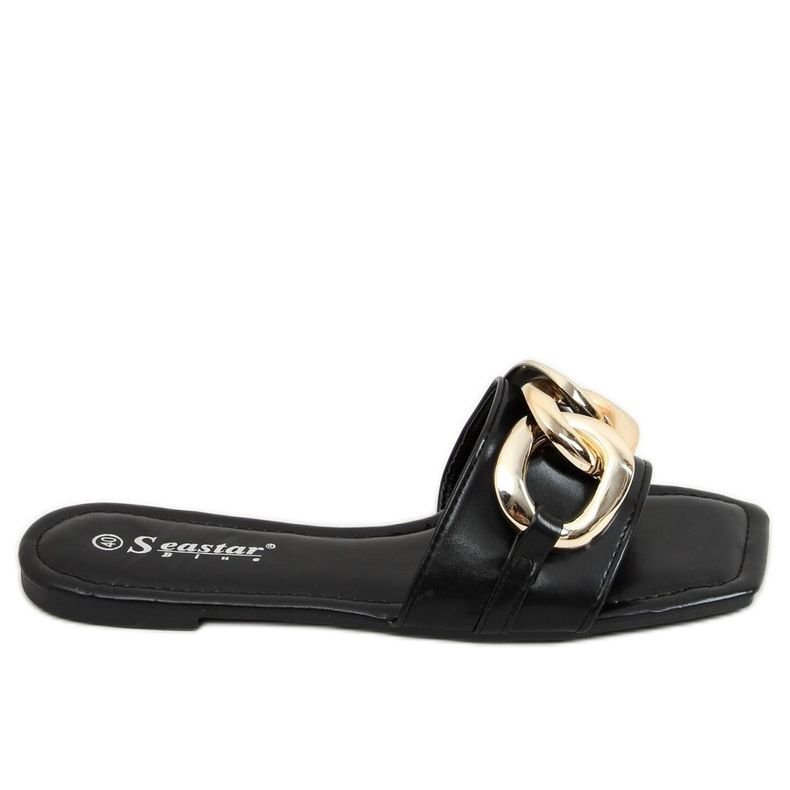 Neliönmuotoiset tossut, joissa ketju musta CK206P Musta