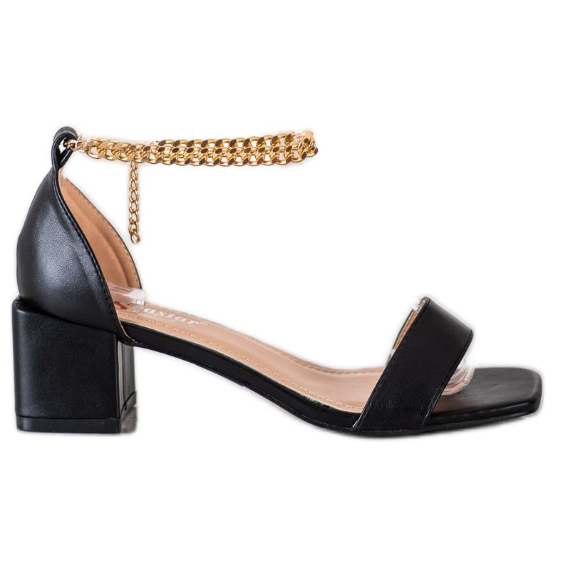 Seastar Sandaalit koristeellisella ketjulla musta kultainen