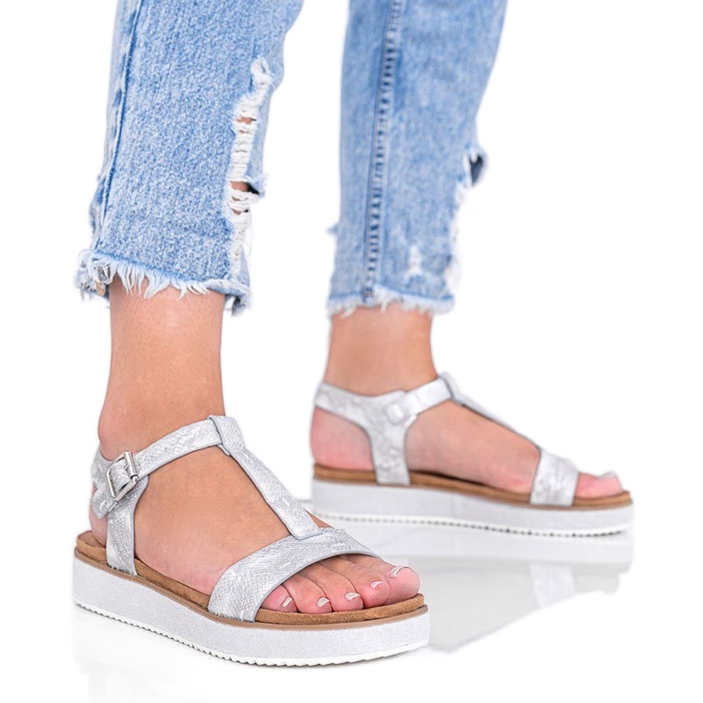 Hopeiset sandaalit Kikon käärmeen ihon kuviossa hopea