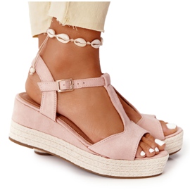 PG1 Vaaleanpunaiset Graciosa Wedge -sandaalit punoksilla vaaleanpunainen PG1 Vaaleanpunaiset Graciosa Wedge -sandaalit punoksilla vaaleanpunainen