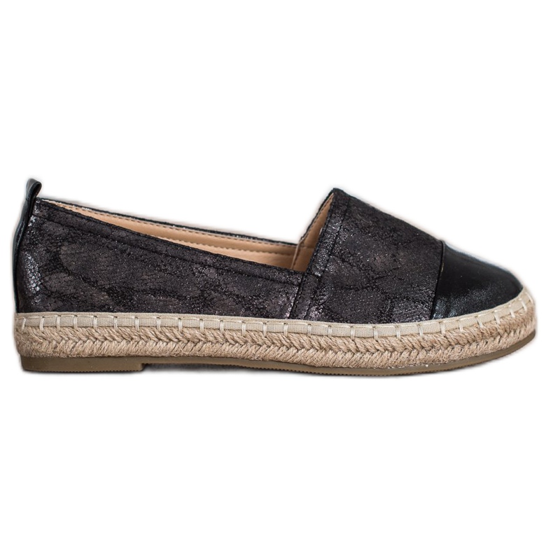 Bestelle Kiiltävät espadrillit Eco -nahalla musta