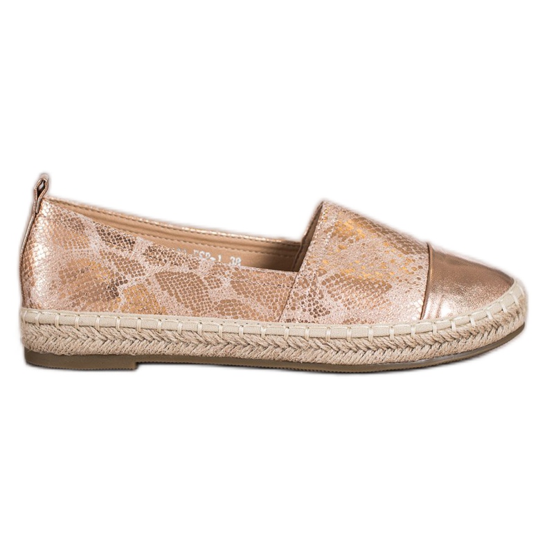 Bestelle Kiiltävät espadrillit Eco -nahalla beige