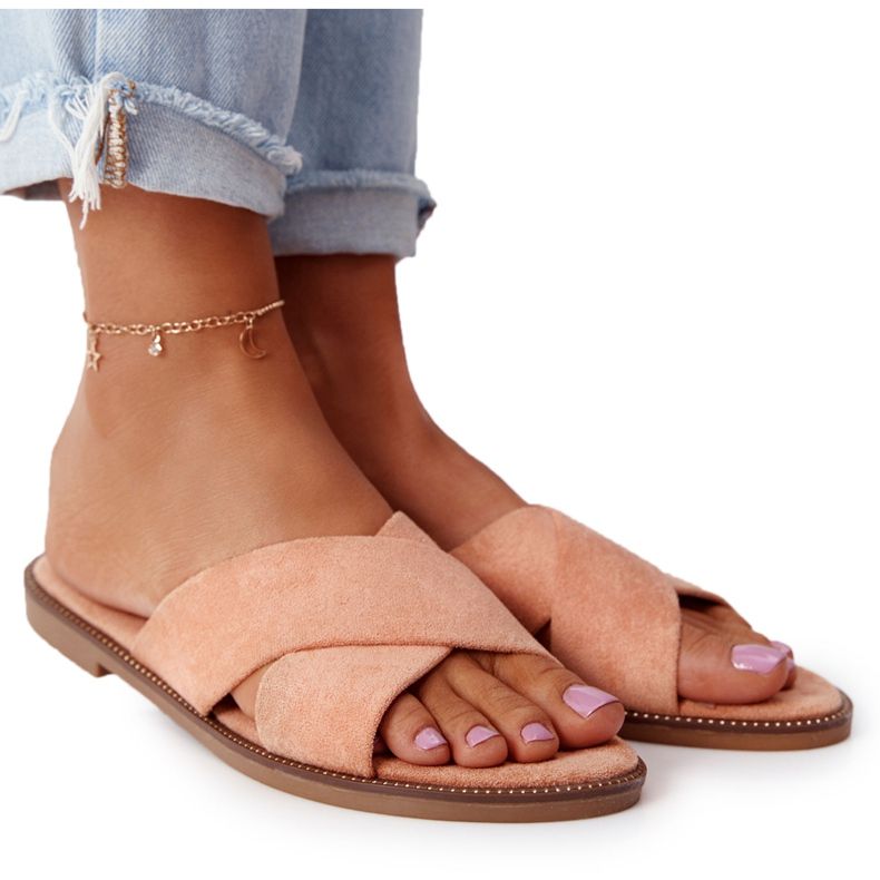 Naisten Edesa Peach Velour -tossut oranssi